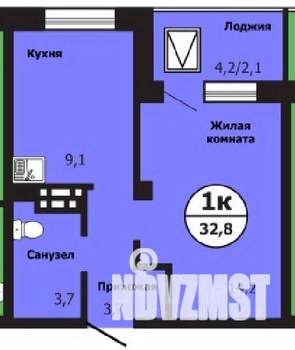 1-к квартира, строящийся дом, 33м2, 12/19 этаж