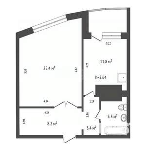 1-к квартира, вторичка, 51м2, 15/17 этаж