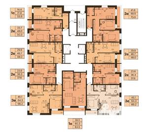 3-к квартира, строящийся дом, 73м2, 13/16 этаж