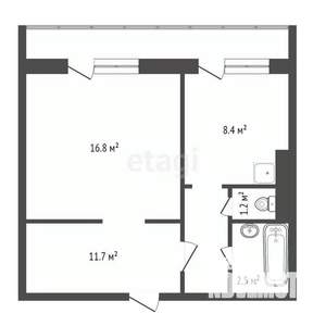 1-к квартира, вторичка, 40м2, 6/16 этаж