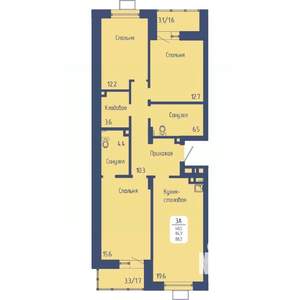 3-к квартира, вторичка, 88м2, 8/15 этаж