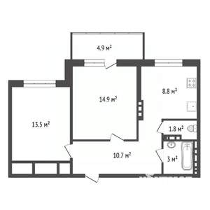 2-к квартира, вторичка, 53м2, 3/18 этаж