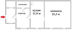 1-к квартира, вторичка, 33м2, 1/1 этаж