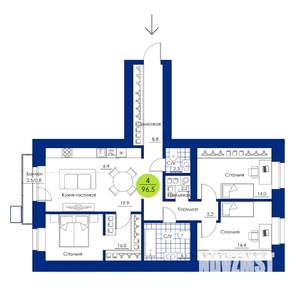 4-к квартира, вторичка, 97м2, 5/17 этаж