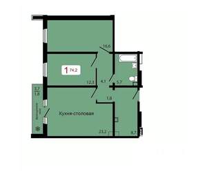 1-к квартира, строящийся дом, 74м2, 1/17 этаж