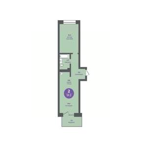2-к квартира, вторичка, 51м2, 1/24 этаж