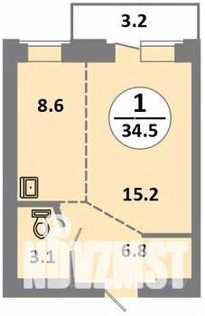 1-к квартира, вторичка, 35м2, 6/14 этаж