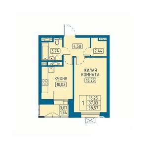 1-к квартира, вторичка, 39м2, 6/20 этаж