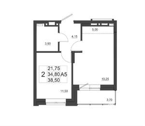2-к квартира, строящийся дом, 39м2, 17/17 этаж