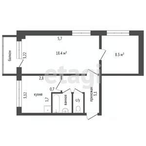 2-к квартира, вторичка, 47м2, 3/5 этаж