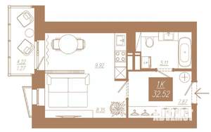 1-к квартира, вторичка, 33м2, 19/23 этаж