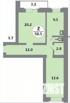 3-к квартира, строящийся дом, 60м2, 5/14 этаж