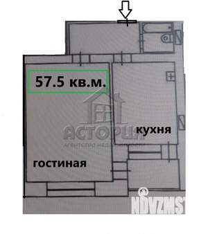 1-к квартира, вторичка, 58м2, 5/14 этаж