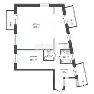 3-к квартира, вторичка, 92м2, 6/6 этаж