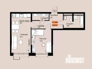 2-к квартира, вторичка, 46м2, 14/17 этаж