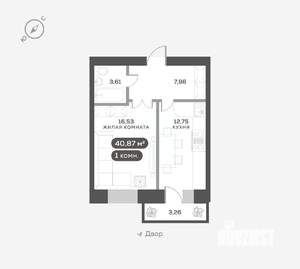 1-к квартира, вторичка, 41м2, 2/16 этаж
