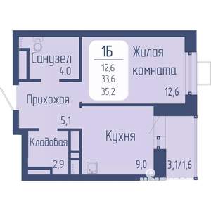 1-к квартира, вторичка, 35м2, 22/24 этаж