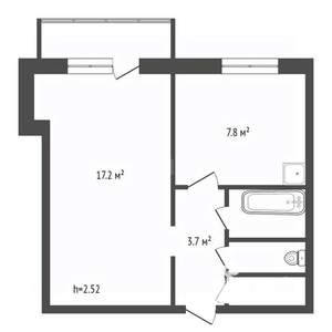 1-к квартира, вторичка, 33м2, 4/5 этаж