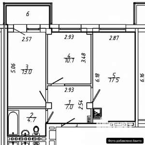 3-к квартира, вторичка, 54м2, 9/16 этаж