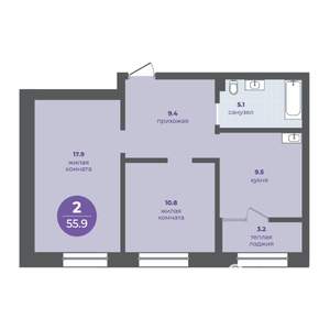 2-к квартира, вторичка, 53м2, 20/25 этаж