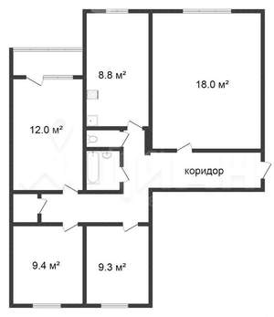 4-к квартира, вторичка, 80м2, 2/10 этаж