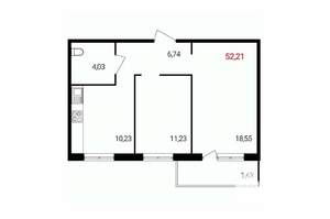 2-к квартира, вторичка, 52м2, 4/18 этаж