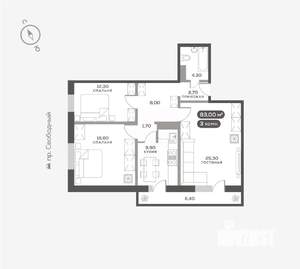 3-к квартира, вторичка, 83м2, 17/17 этаж
