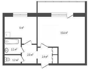 1-к квартира, вторичка, 31м2, 6/9 этаж