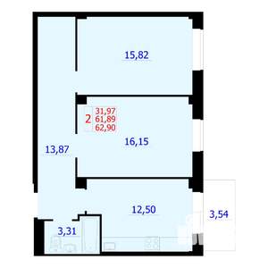 2-к квартира, вторичка, 63м2, 5/9 этаж