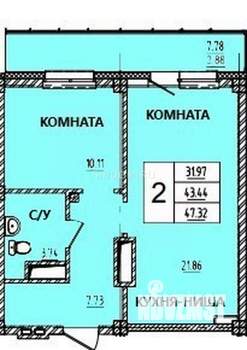 2-к квартира, вторичка, 47м2, 10/15 этаж