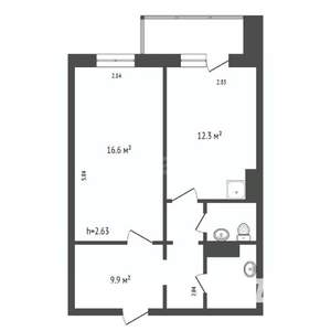 1-к квартира, вторичка, 43м2, 4/17 этаж