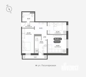 3-к квартира, вторичка, 77м2, 5/17 этаж