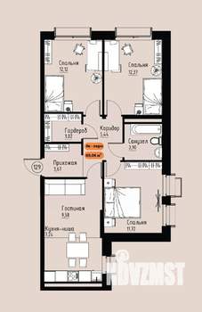4-к квартира, вторичка, 69м2, 13/17 этаж