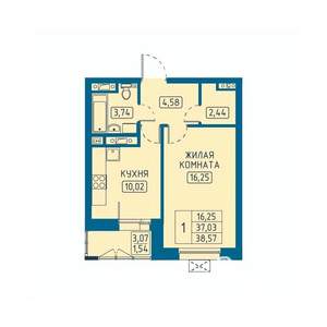 1-к квартира, вторичка, 39м2, 16/20 этаж