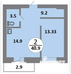 2-к квартира, вторичка, 41м2, 5/14 этаж