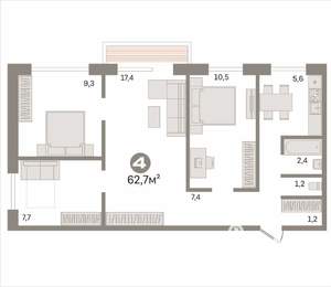 4-к квартира, вторичка, 63м2, 4/5 этаж