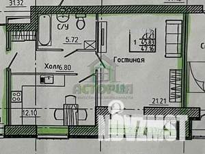 1-к квартира, вторичка, 47м2, 3/9 этаж