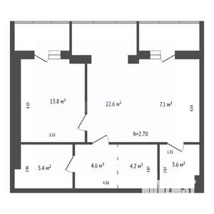 2-к квартира, вторичка, 62м2, 13/17 этаж