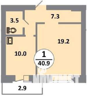 1-к квартира, строящийся дом, 41м2, 8/14 этаж