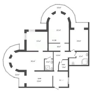 4-к квартира, вторичка, 187м2, 1/5 этаж