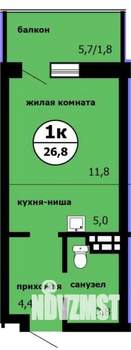 Студия квартира, сданный дом, 26м2, 7/9 этаж