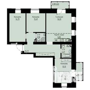 4-к квартира, строящийся дом, 87м2, 7/8 этаж