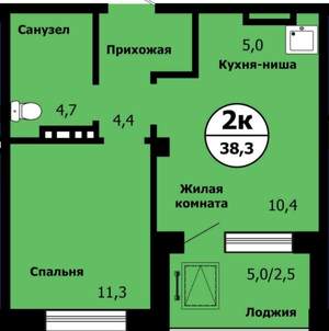 2-к квартира, вторичка, 38м2, 11/19 этаж