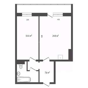 2-к квартира, вторичка, 55м2, 10/17 этаж