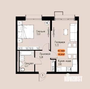 2-к квартира, вторичка, 41м2, 17/17 этаж