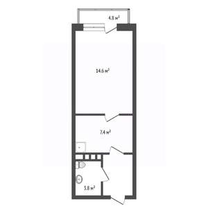 1-к квартира, вторичка, 30м2, 15/19 этаж