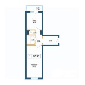1-к квартира, строящийся дом, 38м2, 3/17 этаж
