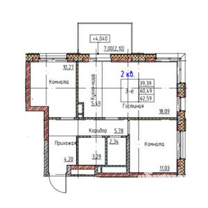 3-к квартира, вторичка, 63м2, 2/17 этаж