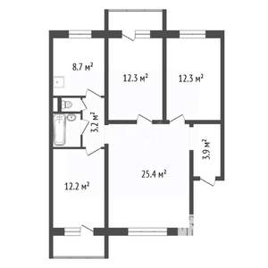 4-к квартира, вторичка, 82м2, 8/10 этаж