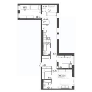 4-к квартира, вторичка, 83м2, 13/17 этаж
